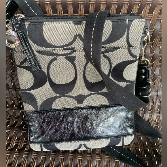 Coach Handbags - Coach Crossbody Canvas & Patent Leather Bag Purse